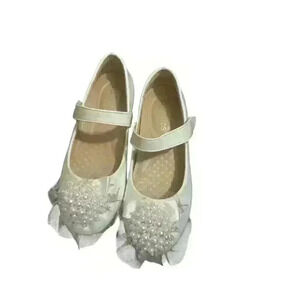 Soft Kids Shoes Girl's 12 White Flat Dress Round Toe Party Wedding Comfort.